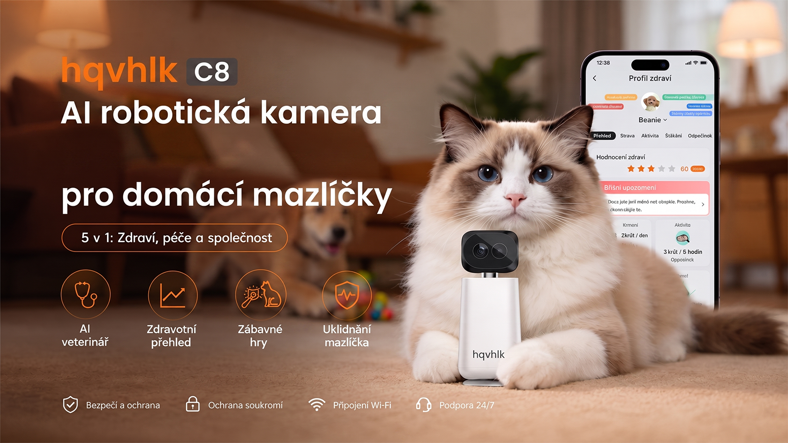 PetYoYo C8 s domácím mazlíčkem a mobilní aplikací